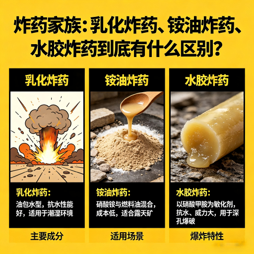 芒市炸药家族：乳化炸药、铵油炸药、水胶炸药到底有什么区别？